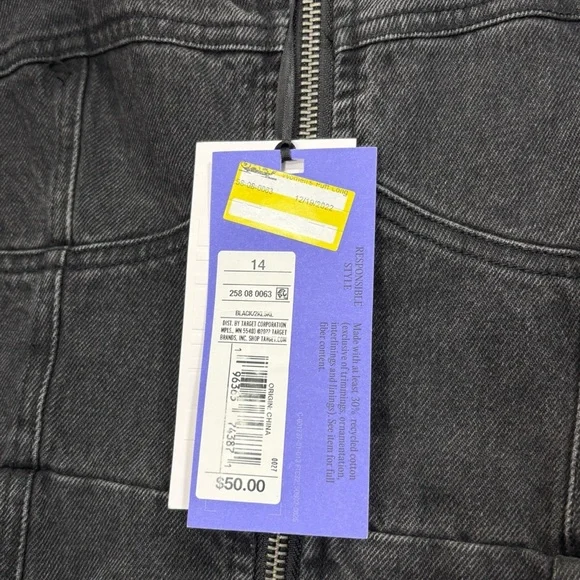 Future Collective Black Denim Long Sleeve Bustier Zipper Dress Size 14 NWT - Picture 7 of 12